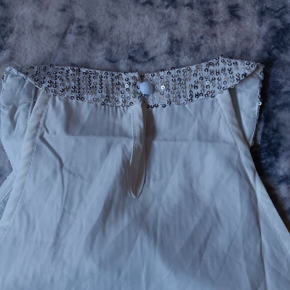 Silver Sequin Top Women Sleeveless Medium - Picture 5 of 7